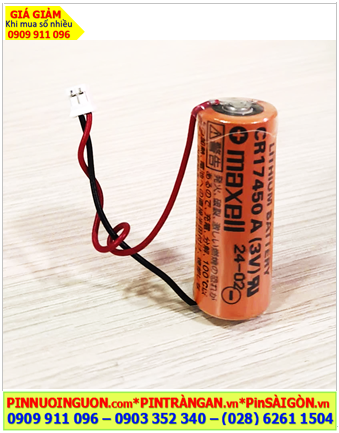 Maxell CR17450A (Zắc trắng); Pin nuôi nguồn PLC Maxell CR17450A lithium 3v 2600mAh, Xuất xứ NHẬT